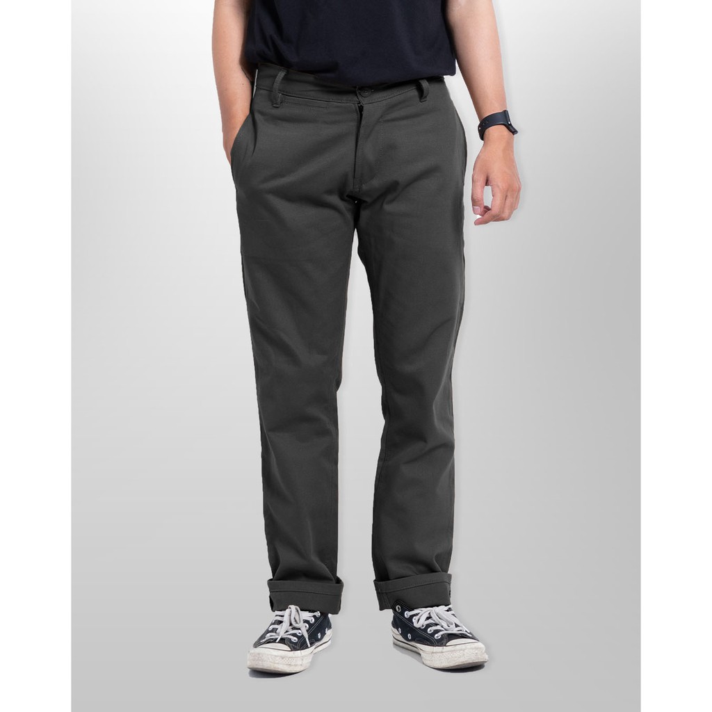 Morgen Slim Straight Chino Pants - Dark Grey