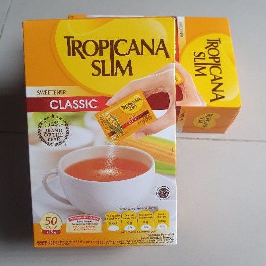 

Tropicana slim sweetener CLASSIC gula rendah kalori ( 50 sachets ) 125gr.