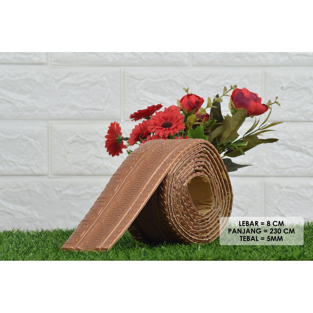 LIST FOAM WALL BORDER 3D LIS WALLPAPER BORDER STICKER WAINSCOATING-SWL03-COKLAT
