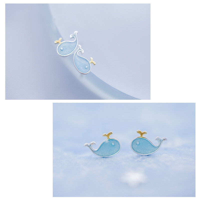 Anting Stud Earrings Dolphins Earring Ear Cuff For Women Girls Fashion Jewelry Gifts Sweet Heart Jewelry