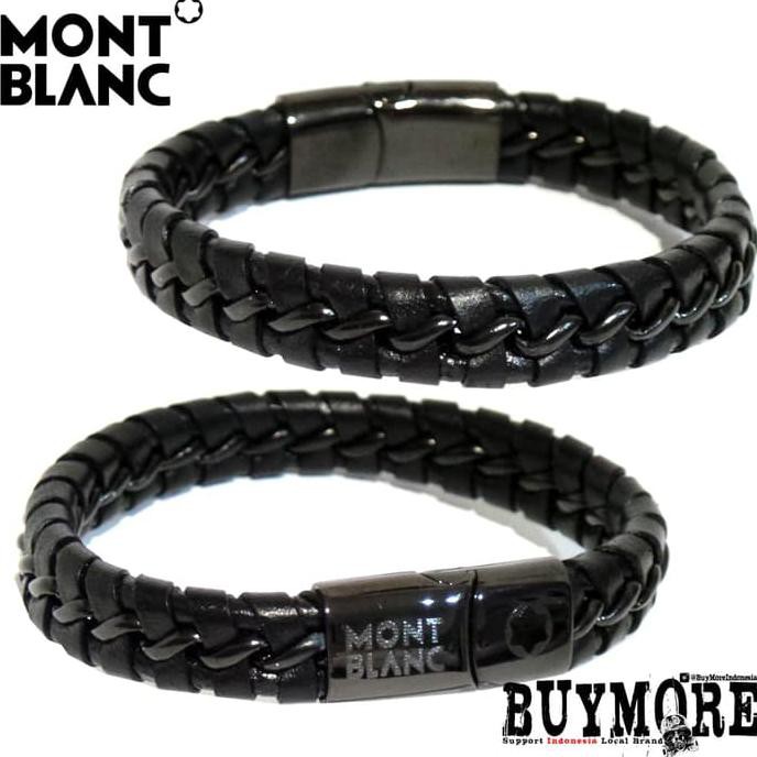 Gelang Kulit Pria Gelang Montblanc Kulit Hitam BERMUTU
