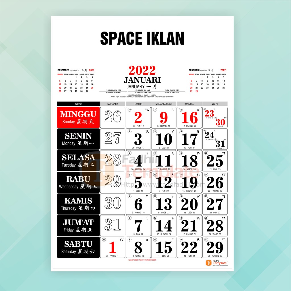 Kalender 2022 lengkap dengan hijriyah