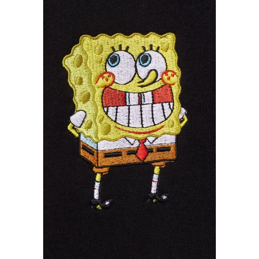 Hoodie Jaket Pria Wanita HnM H&amp;M Spongebob Hitam Full Tag