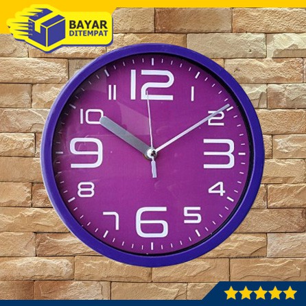 Jam Dinding Tempel Wall Clock Polos Warna Murah 2006 (UNGU)