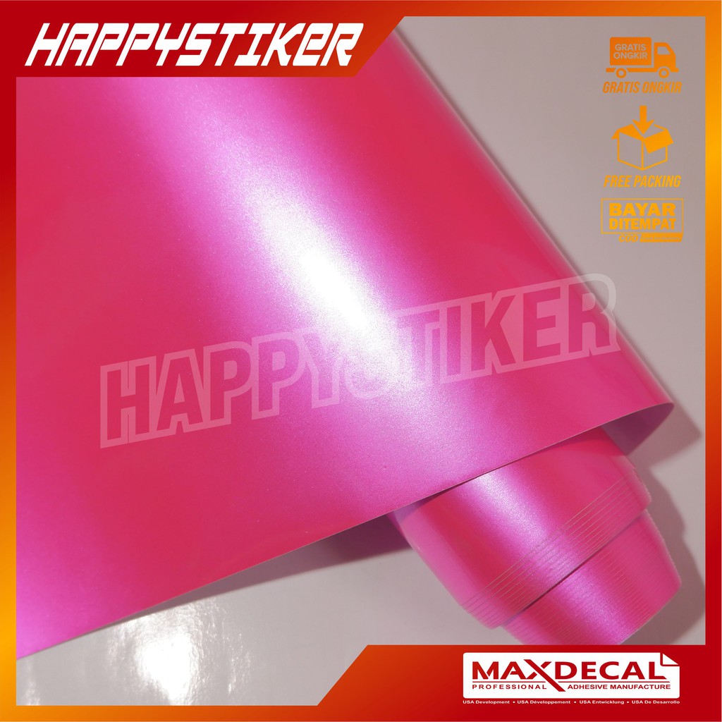 Sticker skotlet maxdecal pink candy / sticker pink metalik / skotlet merah muda candy