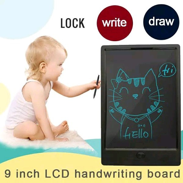 

PAPAN TULIS WRITING BOARD 9 INCH PAD TABLET LCD HAPUS GAMBAR DRAWING KUNCI LOCK