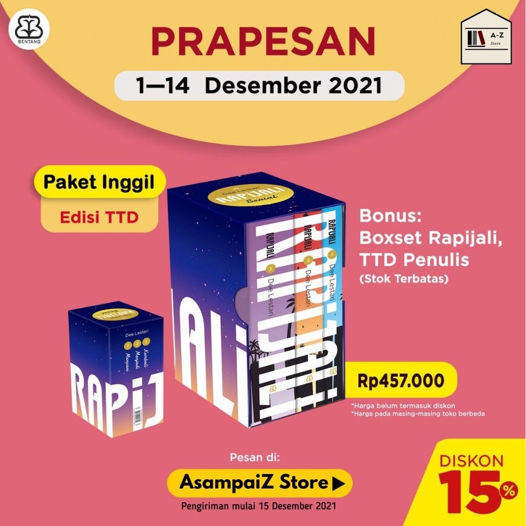 AZ - PAKET INGGIL NOVEL RAPIJALI #3 BOXSET RAPIJALI 1-3 TTD