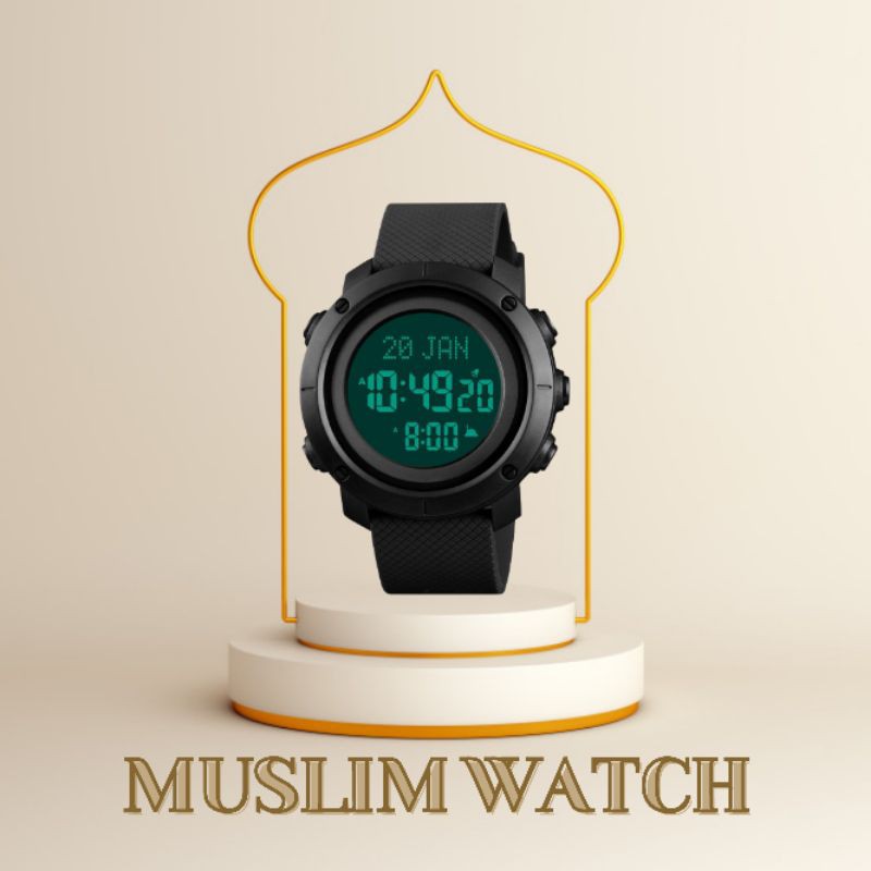 NUHA JAM TANGAN MUSLIM ADZAN KIBLAT BLACK