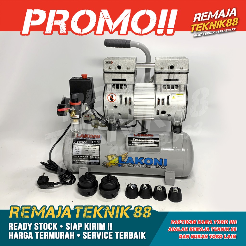 KOMPRESOR ANGIN / 1HP LAKONI FRESCO 110X / KOMPRESOR OILESS SILENT / TANPA OLI