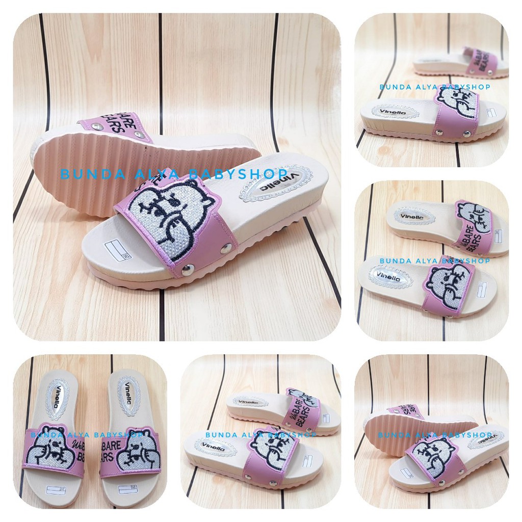 Sendal Anak Perempuan Usia 3 4 5 6 7 Tahun BEAR PINK SIze 26-35 - Sandal Anak Cewek FlipFlop