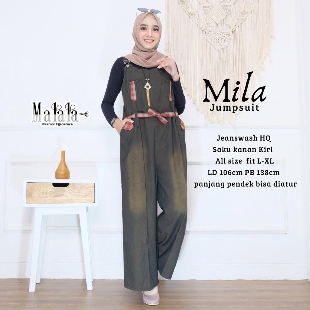 JUMPSUIT JEANS WANITA FASHION DENIM PREMIUM PAKAIAN WANITA MURAH AGATHA OVERALL BY MALALASTORE