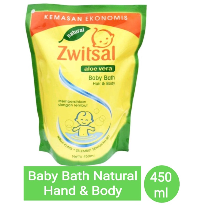 Zwitsal Baby Bath Natural 2 In 1 Hair &amp; Body 450ML/Refill Pouch/Sabun Mandi Bayi