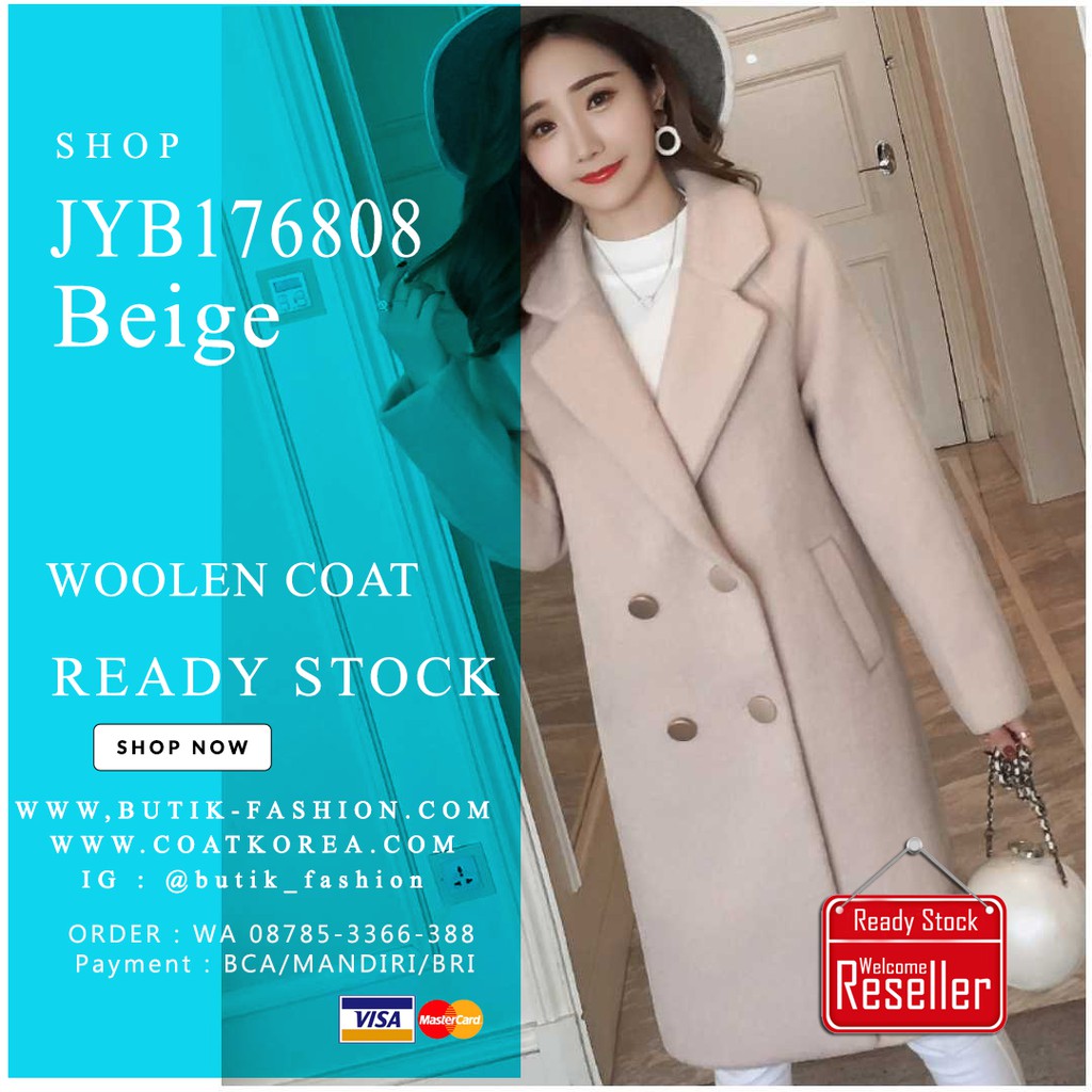 READY STOCK INDO - COAT WINTER - LONG COAT WANITA KOREA BIG SIZE - JYB176808 BEIGE
