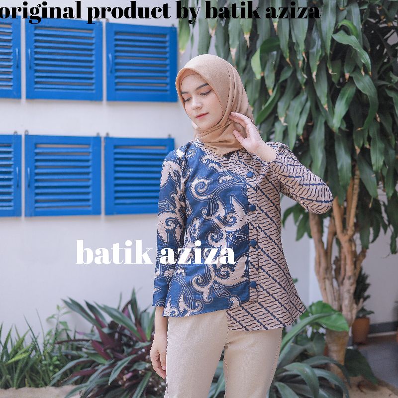 Batik wanita atasan batik couple batik lengan panjang blouse kangkung by batik aziza