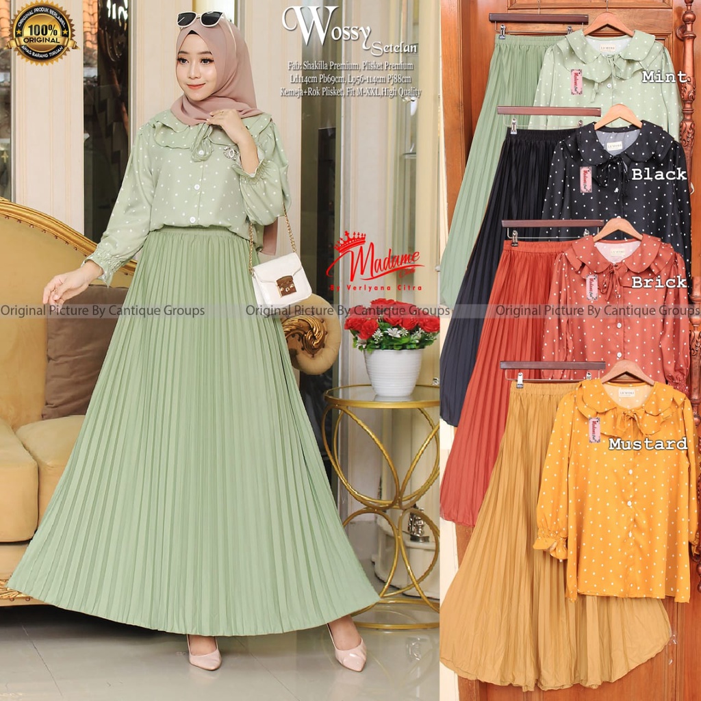 ONE SET ROK PLISKET KEMEJA WANITA PREMIUM / SETELAN WANITA / SETELAN BAJU MUSLIM / SETELAN SET KEMEJ