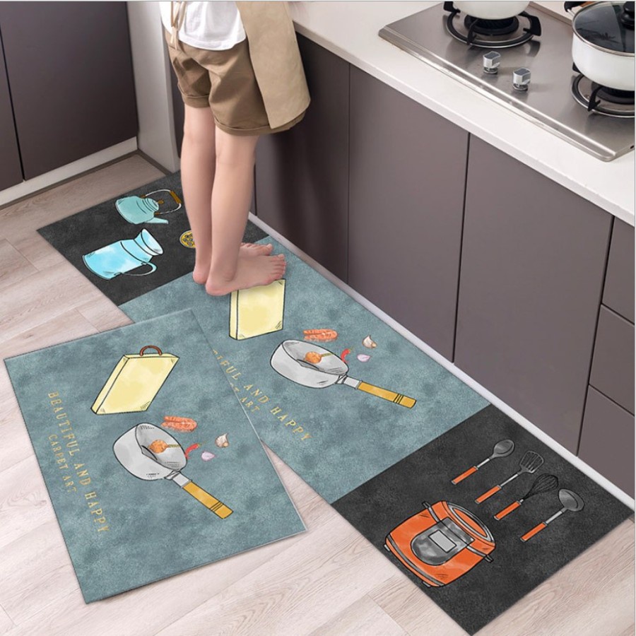 2 in 1 Kitchen Floor Mat / Keset Alas Lantai Rumah Dapur Anti Selip ET