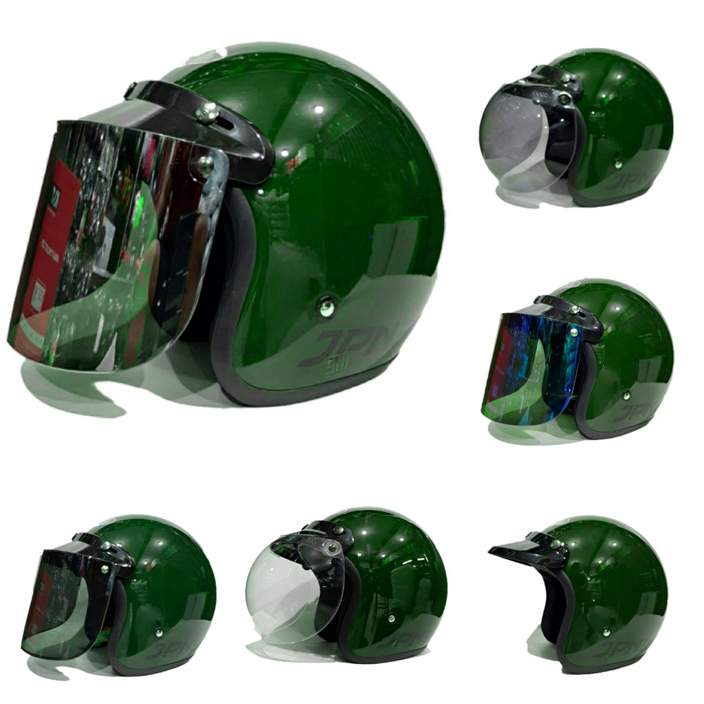 Helm JPN Army kaca datar flat visor