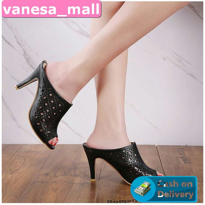 Kq11 Sale Heels Wanita Cewek Cewe Murah Import Hels Hils Hill Qe6 TR533 High Heels Sl19 Hitam - Hita