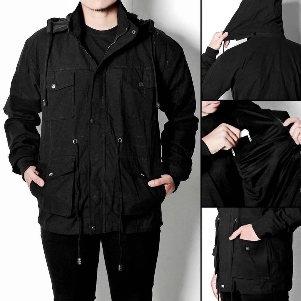 Jaket Parka Pria bahan Baby Kanvas Musim Dingin Korean Style