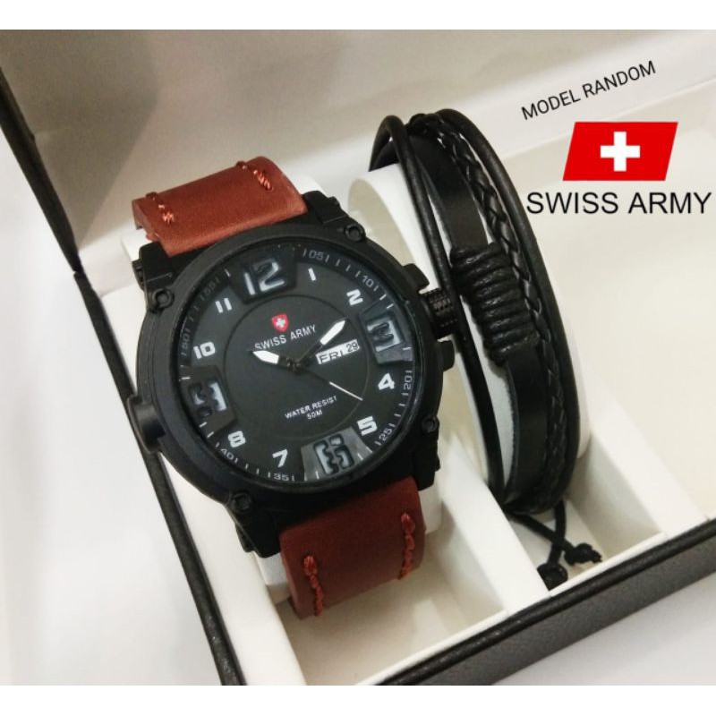 (COD) JAM TANGAN KULIT PRIA FREE GELANG SA MTR 6711