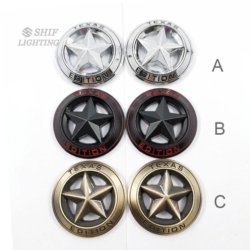 2pcs Stiker Emblem Logo Texas A Star Edition Bahan Metal Untuk Samping Mobil