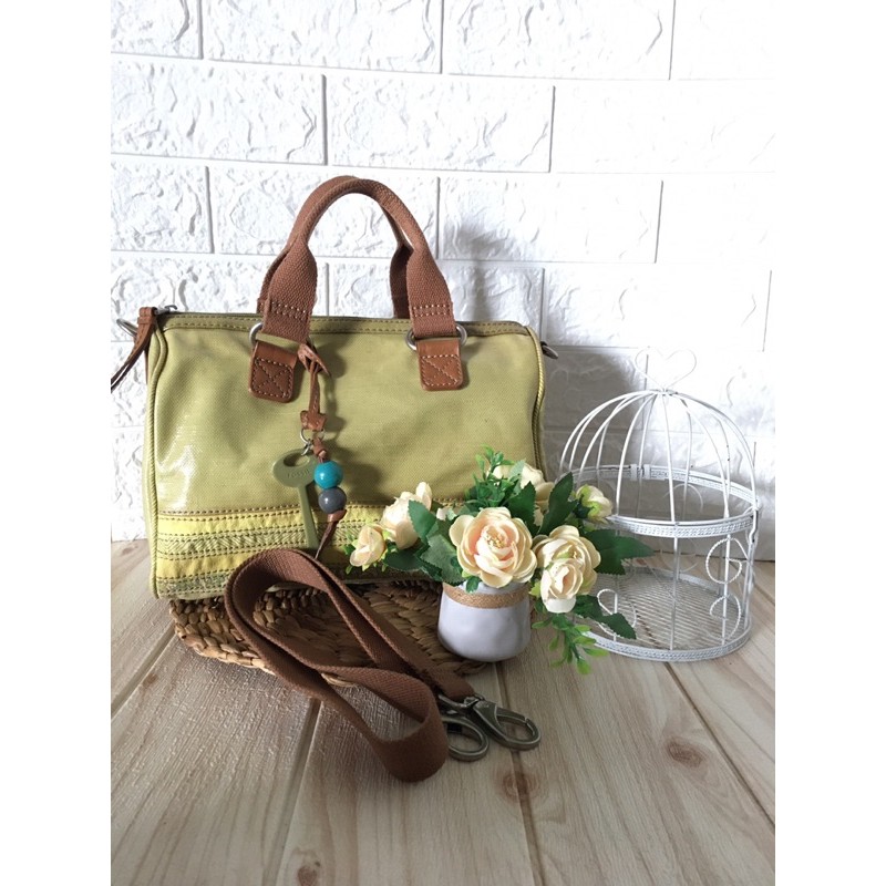 Preloved Fossil Keyper Satchel Lime