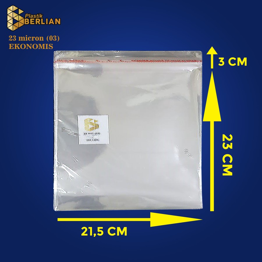 

21,5 x 23 cm Plastik OPP EKONOMIS 23micron (100 lbr) (lem/seal)