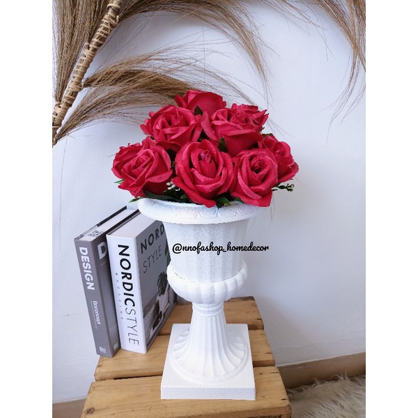 BUNGA MAWAR VAS PIALA ROSE ARTIFICIAL BUNGA MAWAR VAS PENGANTIN