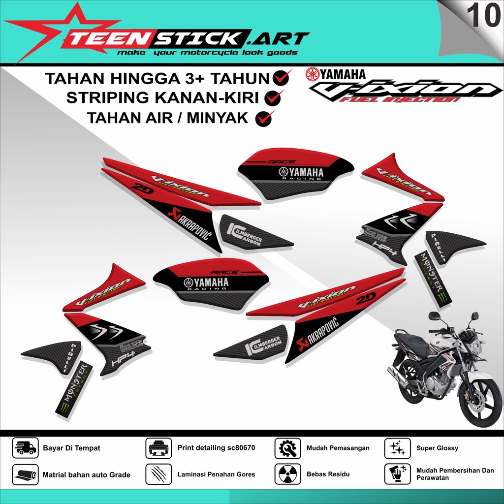Striping VIXION OLD- Striping  Variasi Hologram Chrome Vynil UV Transparant YAMAHA VIXION OLD TN 010