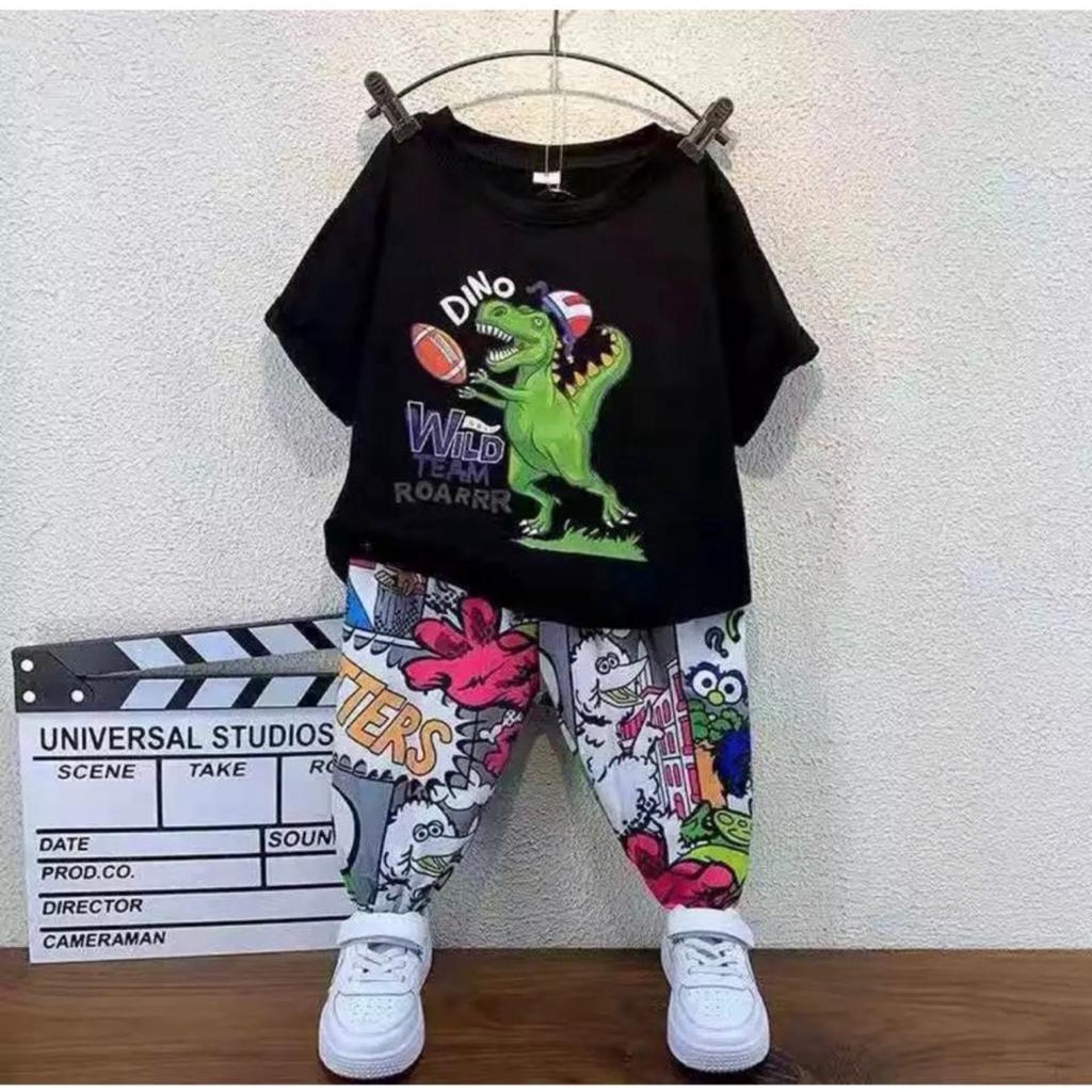 SETELAN BAJU BAYI ANAK MOTIF DINO WILD BASEBALL SIZE 1-5 TAHUN BAHAN KATUN PREMIUM TERBARU CELANA FULL PRINTING/ SETELAN BAJU BAYI ANAK LAKI LAKI/ SETELAN BAJU BAYI ANAK PEREMPUAN/ SETELAN BAJU BAYI ANAK COWO/ SETELAN BAJU BAYI ANAK CEWE