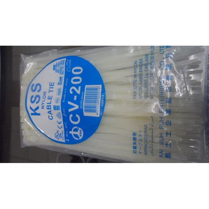 Nylon Cable Tie, Pengikat Kabel KSS CV-200 Putih