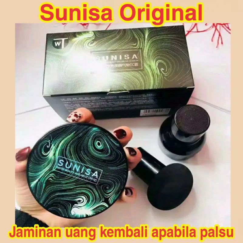 BB Cushion Sunisa Waterproof Foundation Pencerah Pemutih Wajah Glowing Fondation Kosmetik Wajah