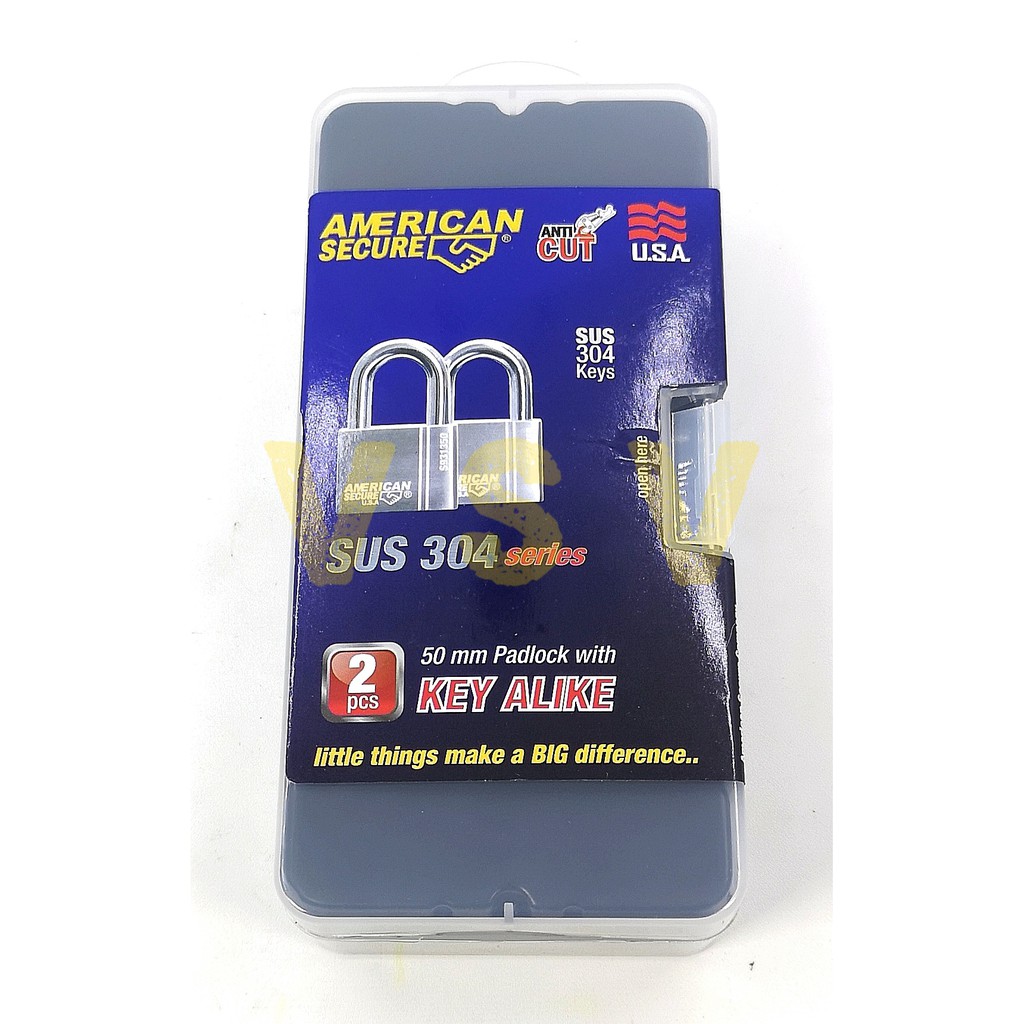 American Secure Gembok master key 50mm isi 2 / gembok rumah / gembok gudang