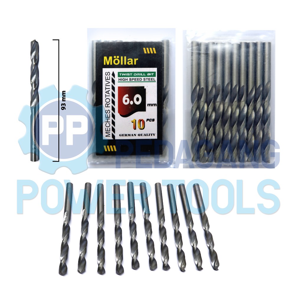 MOLLAR 1 SET 10 PCS MATA BOR BESI 6 MM MATABOR KAYU HSS DRILL BITS