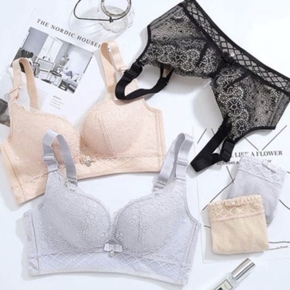 Bra Set (K-BS35) Pakaian dalam wanita set / Bra korea / bra dengan panty PREMIUM