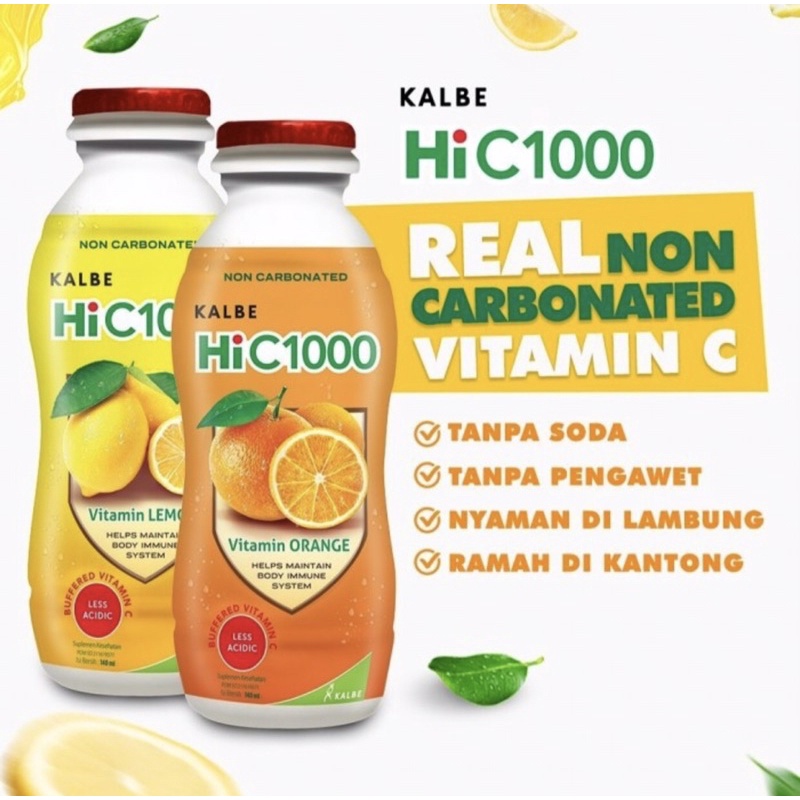 HiC1000 botol 140 ml orange &amp; lemon ( vitamin C 1000 siap minum jaga daya tahan tubuh )