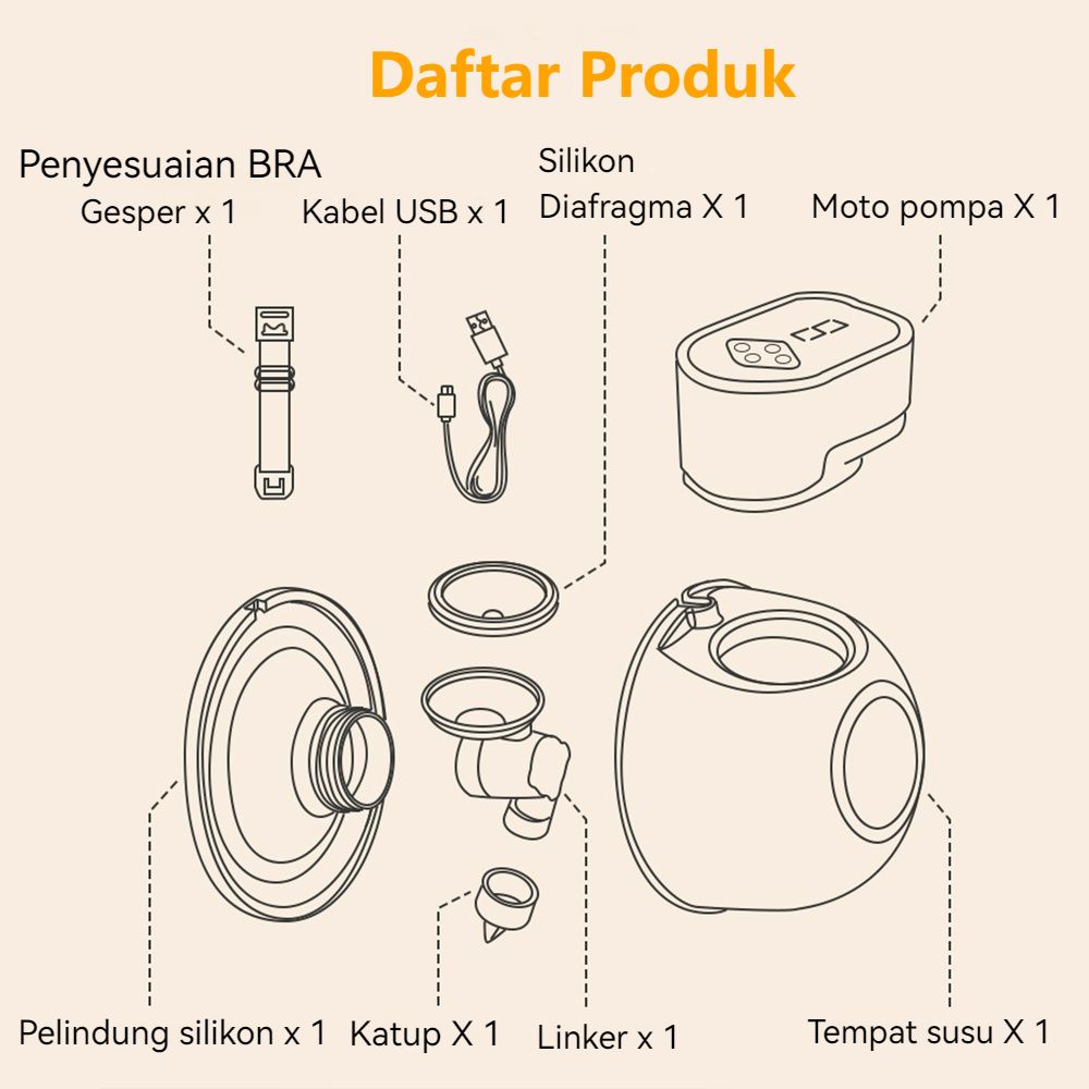 Pompa ASI Elektrik Wearable Hands Free Breast Pump Handsfree Portable Rechargeable Wearable Pompa ASI Elektrik/Handsfree Wireless Electric Breast Pump Single Breast Pump Pompa ASI Elektrik Hands Free / Breast Pump Electric Wearable Pompa ASI