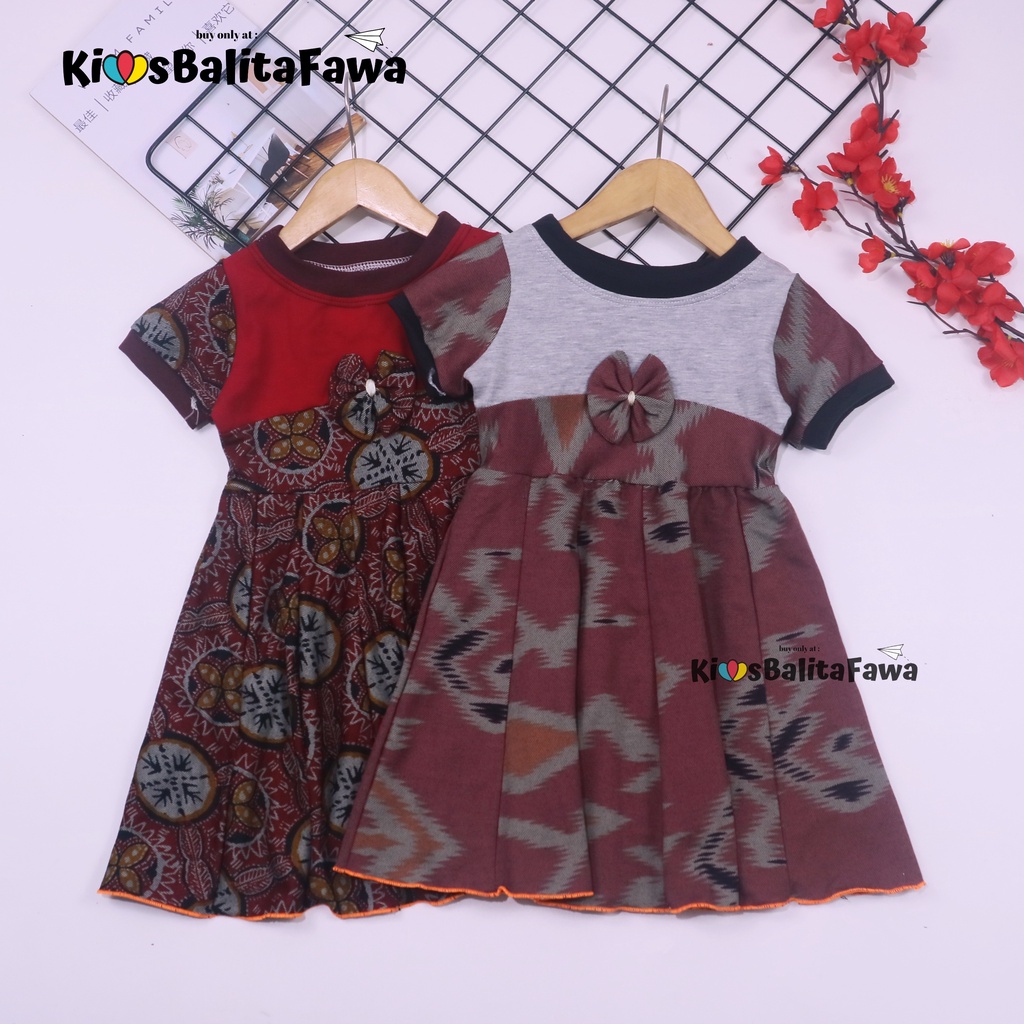 (BATIK) Dress Kelly uk Bayi 3-12 Bulan / Dres Pesta Murah Baju Balita Perempuan Harian Anak Cewek