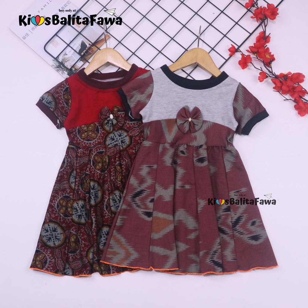 (BATIK) Dress Kelly uk Bayi - 6 Tahun / Baju Pesta Anak Perempuan Dres Gaun Murah Cewek Harian Motif