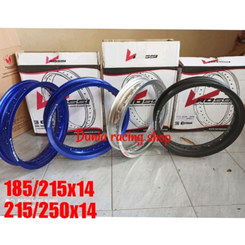 Velg Rossi 185 215 250 14 Velg ring 14 Gold Hitam Silver Biru Sepasang Depan Dan Belakang Ori SNI