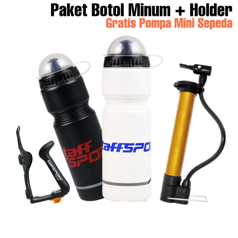 Botol Minum Sepeda taffSPORT + Holder Pompa