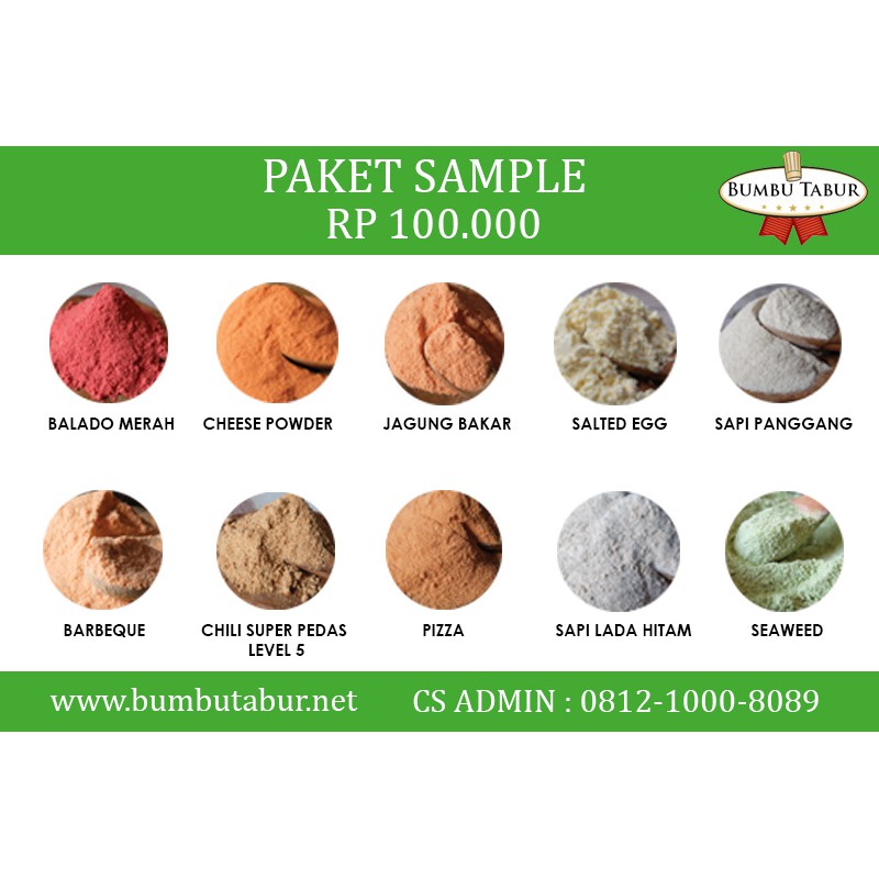

Paket Hemat Sample Bumbu Tabur Snack / Keripik