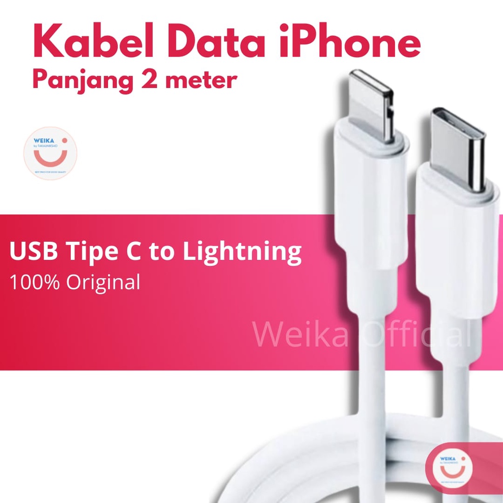 Lighting Cable iP Tipe Lighting to tipe C Panjang 2 Meter