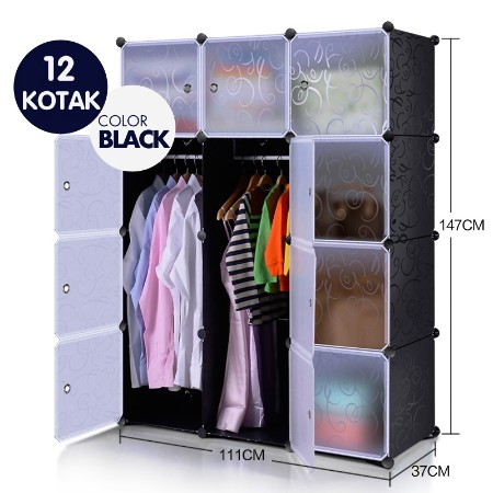 Lemari pakaian plastik rak serbaguna susun plastik lemari baju anak bayi 12 pintu 8 Ruang
