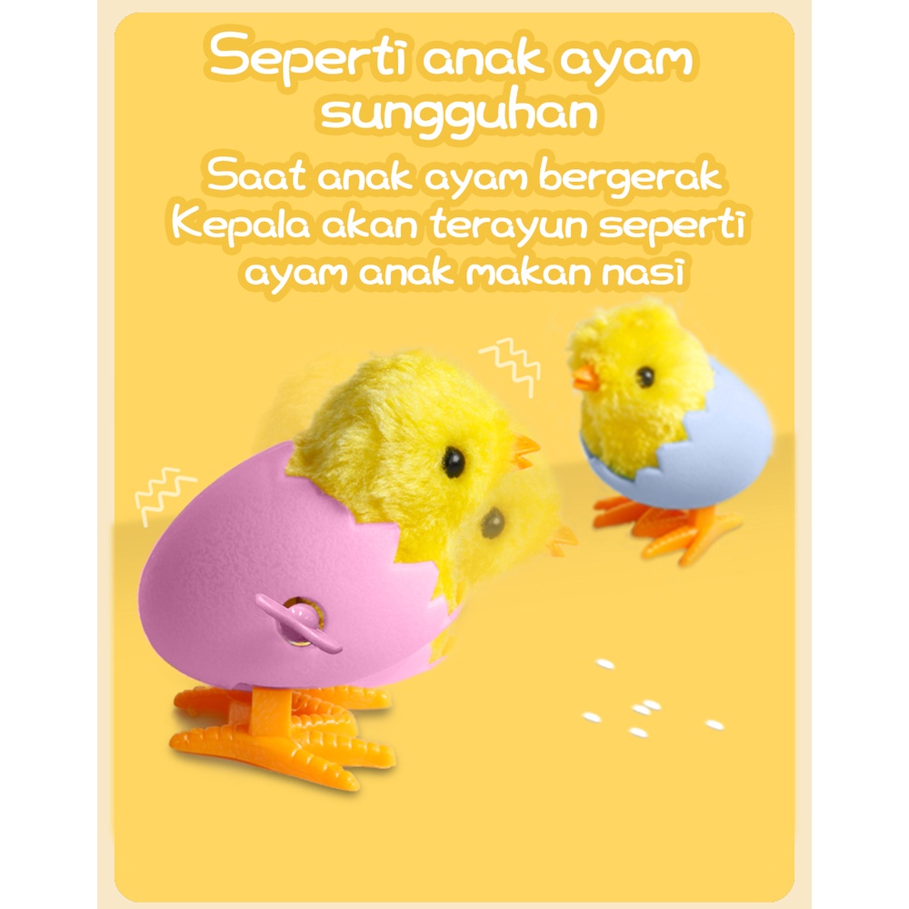 【Stok Baru】Mainan ayam anak kulit telur yang lucu Model ayam anak kulit telur berjalan otomatis