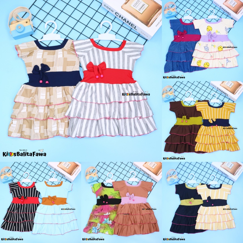 Dress Nayla uk Bayi 3-12 Bulan / Dress Baby Murah Baju Bayi Perempuan Cewek Dres Kado Anak Princess