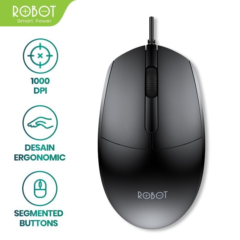 Mouse Kabel Robot M120 Office Wired Mouse