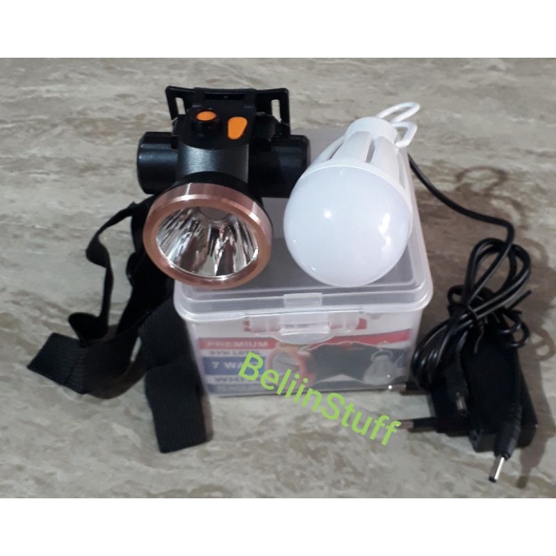 Lampu Senter Kepala SURYA premium lithium SYH L075L 7 watt-cahaya putih