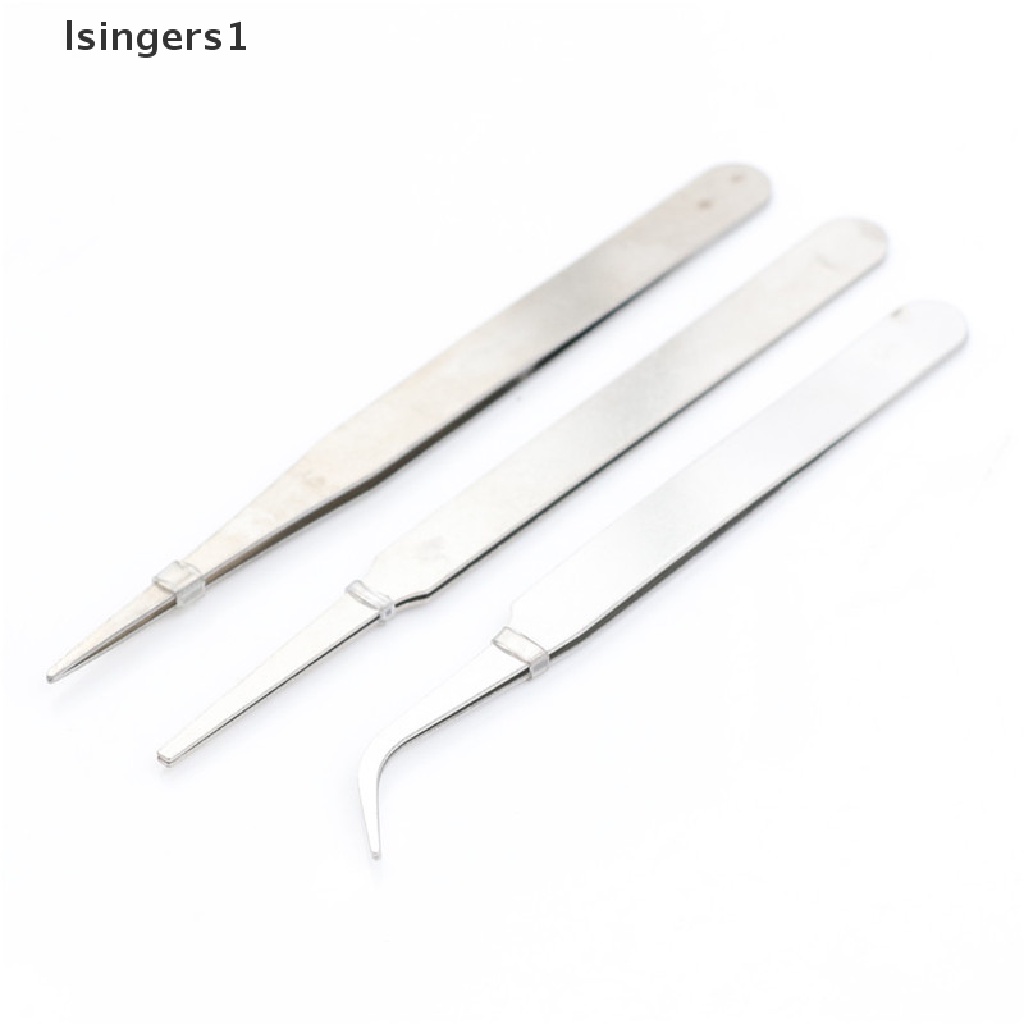 (lsingers1) 3pcs / set Pinset Presisi Bahan Stainless Steel Untuk Reparasi Elektronik DIY