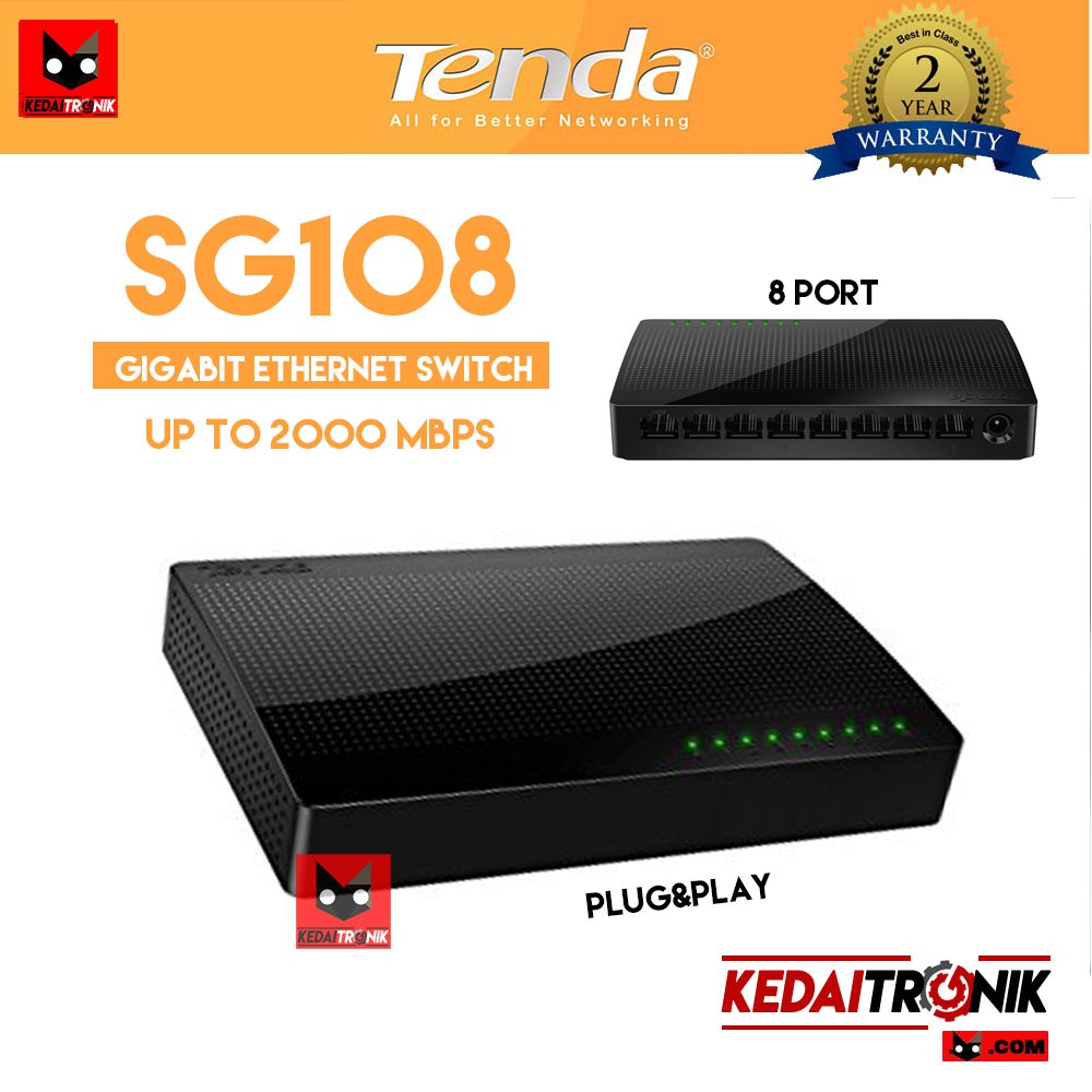 TENDA SG108 GIGABIT Desktop Switch Hub SG 108 RJ45 Lan 1000 MBps 8 Port